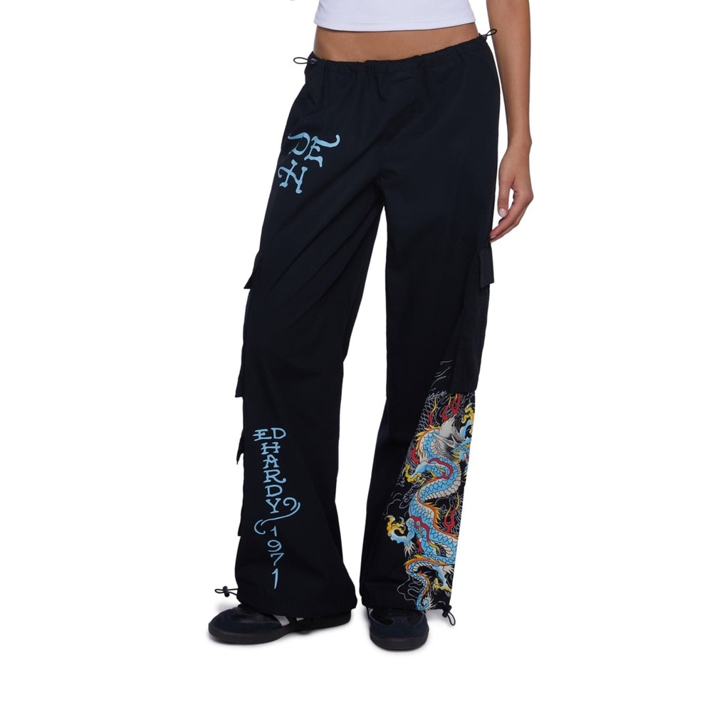 Ed Hardy Urban  Cargo Pants Black Dragon DRAGON POPLIN CARGO PANTS Size L